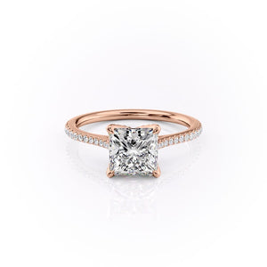 The Pave Madison Set With A 1.5 Carat Princess 14K Rose Gold Lab Diamond