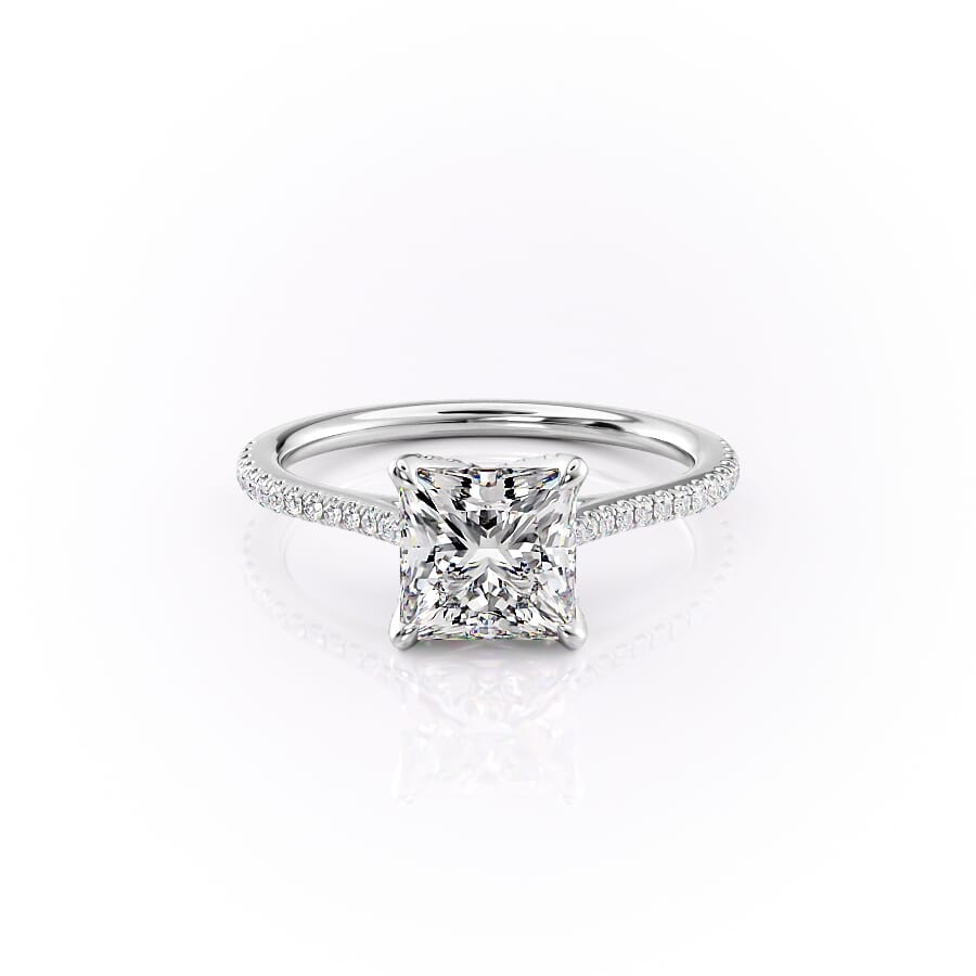 The Pave Madison Set With A 2 Carat Princess 18K White Gold Lab Diamond