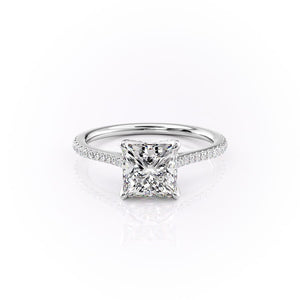 The Pave Madison Set With A 2 Carat Princess 18K White Gold Lab Diamond
