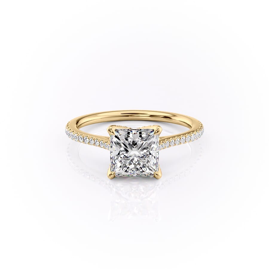 The Pave Madison Set With A 1.5 Carat Princess 14K Yellow Gold Lab Diamond