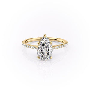 The Pave Madison Set  With A 2 Carat Pear 18K Yellow Gold Moissanite