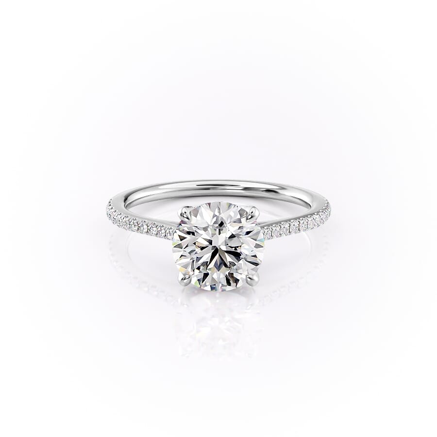 The Pave Madison Set With A 2.5 Carat Round 14K White Gold Lab Diamond