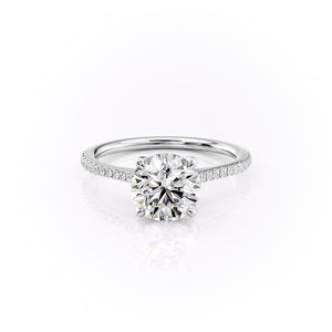 The Pave Madison Set With A 2.5 Carat Round 14K White Gold Lab Diamond