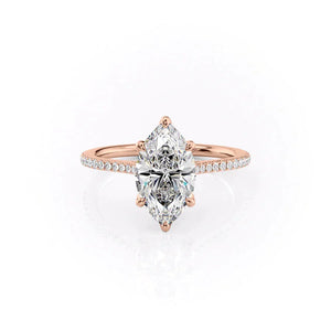 The Pave Madison Set With A 2.5 Carat Marquise 14K Rose Gold Lab Diamond
