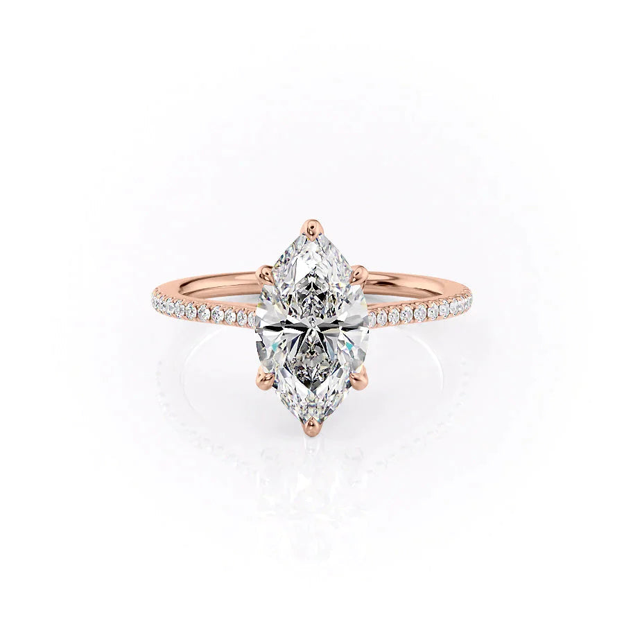 The Pave Madison Set With A 1 Carat Marquise 14K Rose Gold Lab Diamond