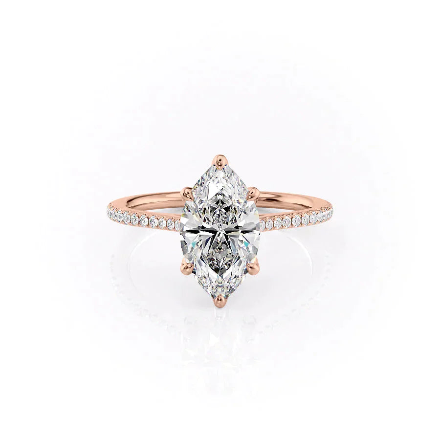 The Madison Set With A 1 Carat Marquise 14K Rose Gold Lab Diamond