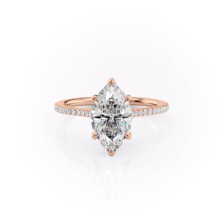 The Pave Madison Set  With A 1.5 Carat Marquise 14K Rose Gold Moissanite