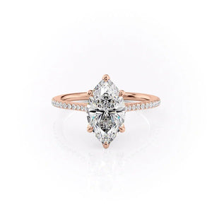 The Pave Madison Set  With A 1.5 Carat Marquise 14K Rose Gold Moissanite
