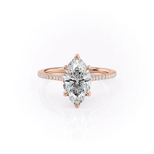 The Pave Madison Set  With A 1 Carat Marquise 14K Rose Gold Moissanite