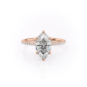 The Madison Set With A 2.5 Carat Marquise 14K Rose Gold Lab Diamond