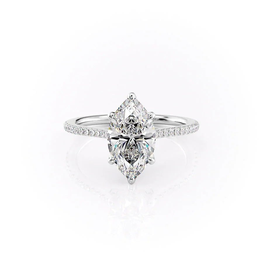 The Pave Madison Set  With A 2 Carat Marquise 18K White Gold Moissanite