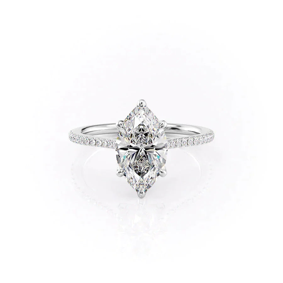 The Madison Set With A 2.5 Carat Marquise 14K White Gold Lab Diamond