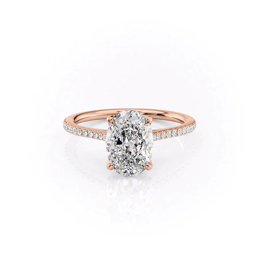 The Madison Set With A 1.5 Carat Oval 14K Rose Gold Lab Diamond