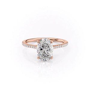 The Madison Set With A 1.5 Carat Oval 14K Rose Gold Lab Diamond