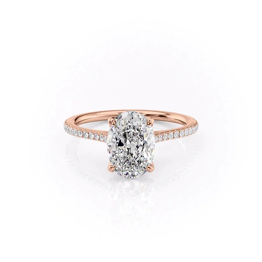 The Pave Madison Set  With A 2.5 Carat Oval 14K Rose Gold Moissanite
