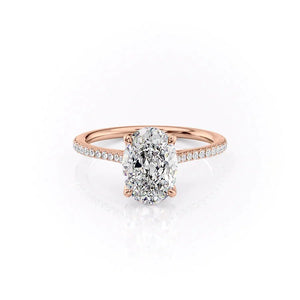 The Pave Madison Set  With A 2 Carat Oval 14K Rose Gold Moissanite