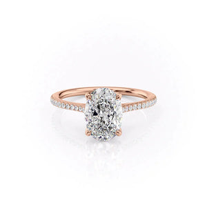 The Pave Madison Set With A 1 Carat Oval 14K Rose Gold Lab Diamond