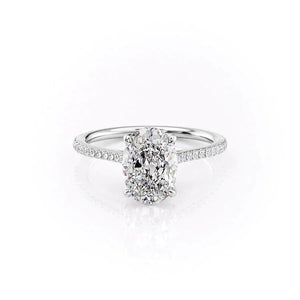 The Pave Madison Set With A 1.5 Carat Oval 18K White Gold Lab Diamond