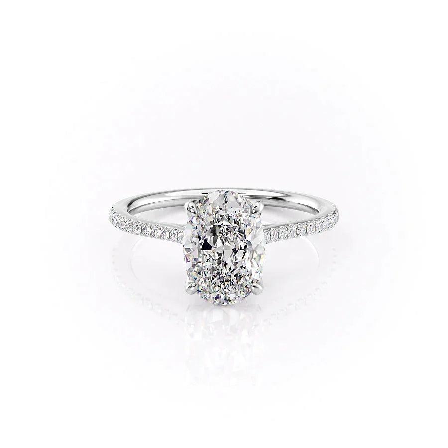 The Pave Madison Set With A 1 Carat Oval 14K White Gold Lab Diamond