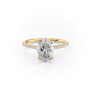 The Pave Madison Set With A 2.5 Carat Oval 18K Yellow Gold Lab Diamond