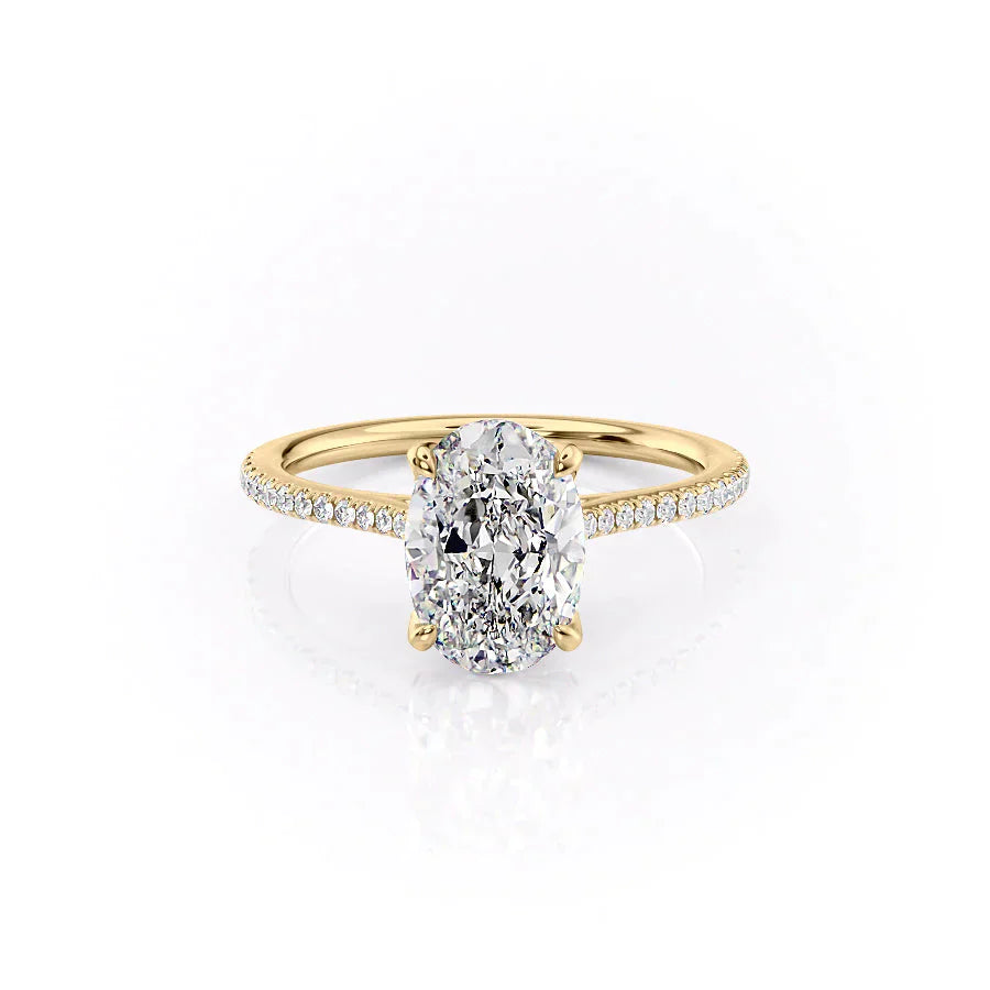 The Madison Set With A 2.5 Carat Oval 18K Yellow Gold Lab Diamond