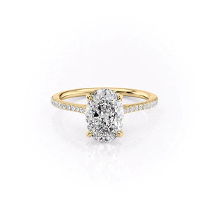 The Pave Madison Set  With A 4 Carat Oval 14K Yellow Gold Moissanite