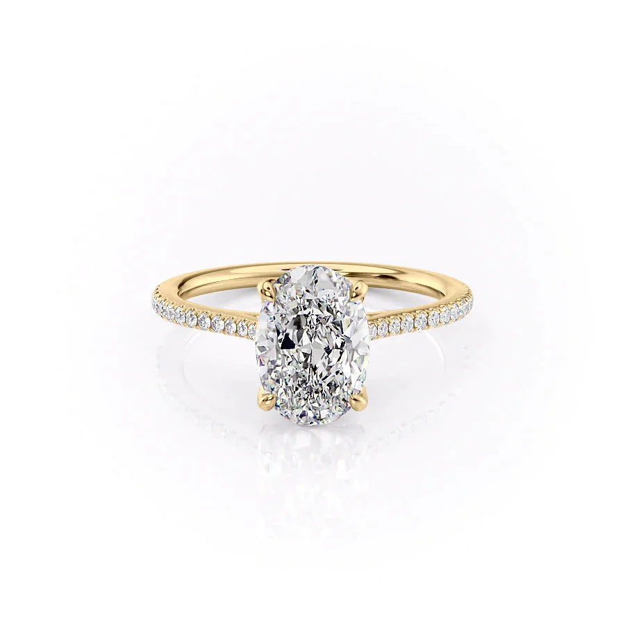 The Pave Madison Set  With A 1 Carat Oval 14K Yellow Gold Moissanite
