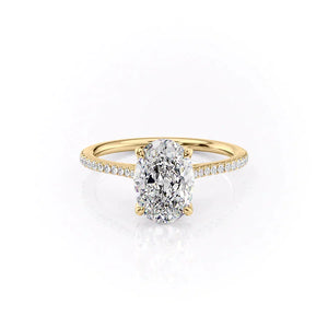 The Madison Set With A 2.5 Carat Oval 14K Yellow Gold Lab Diamond