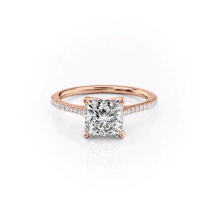 The Madison Set With A 1 Carat Princess 14K Rose Gold Lab Diamond