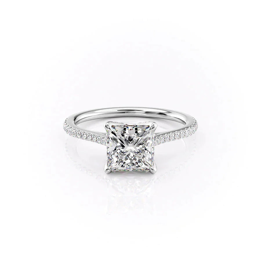 The Pave Madison Set With A 1 Carat Princess 18K White Gold Lab Diamond