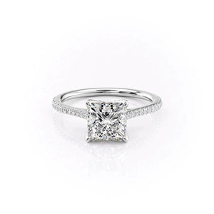 The Pave Madison Set With A 3 Carat Princess 14K White Gold Lab Diamond