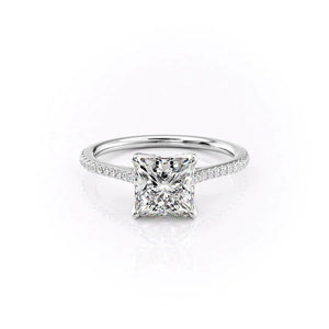 The Pave Madison Set  With A 2.5 Carat Princess 14K White Gold Moissanite