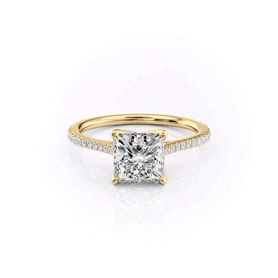 The Madison Set With A 1.5 Carat Princess 18K Yellow Gold Lab Diamond