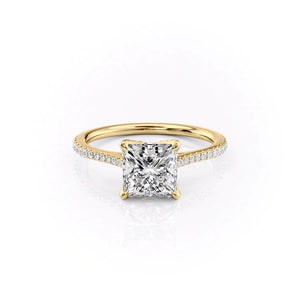 The Madison Set With A 1.5 Carat Princess 18K Yellow Gold Lab Diamond