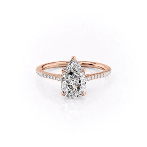 The Madison Set With A 3 Carat Pear 14K Rose Gold Lab Diamond
