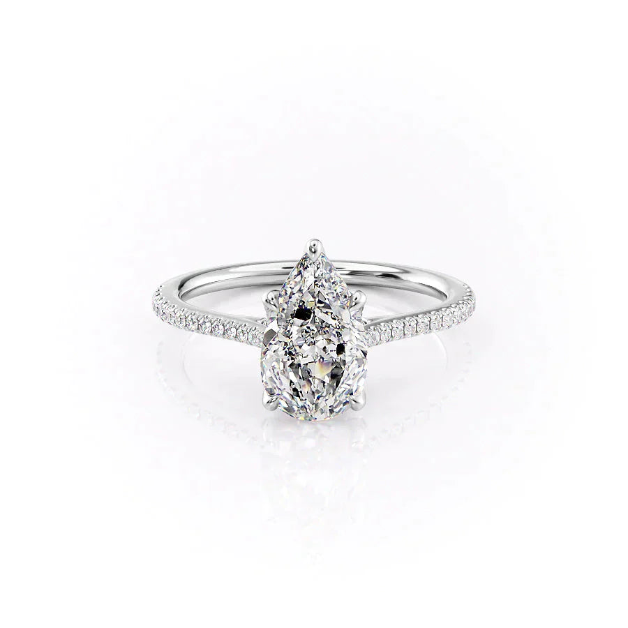 The Madison Set With A 3 Carat Pear 18K White Gold Lab Diamond