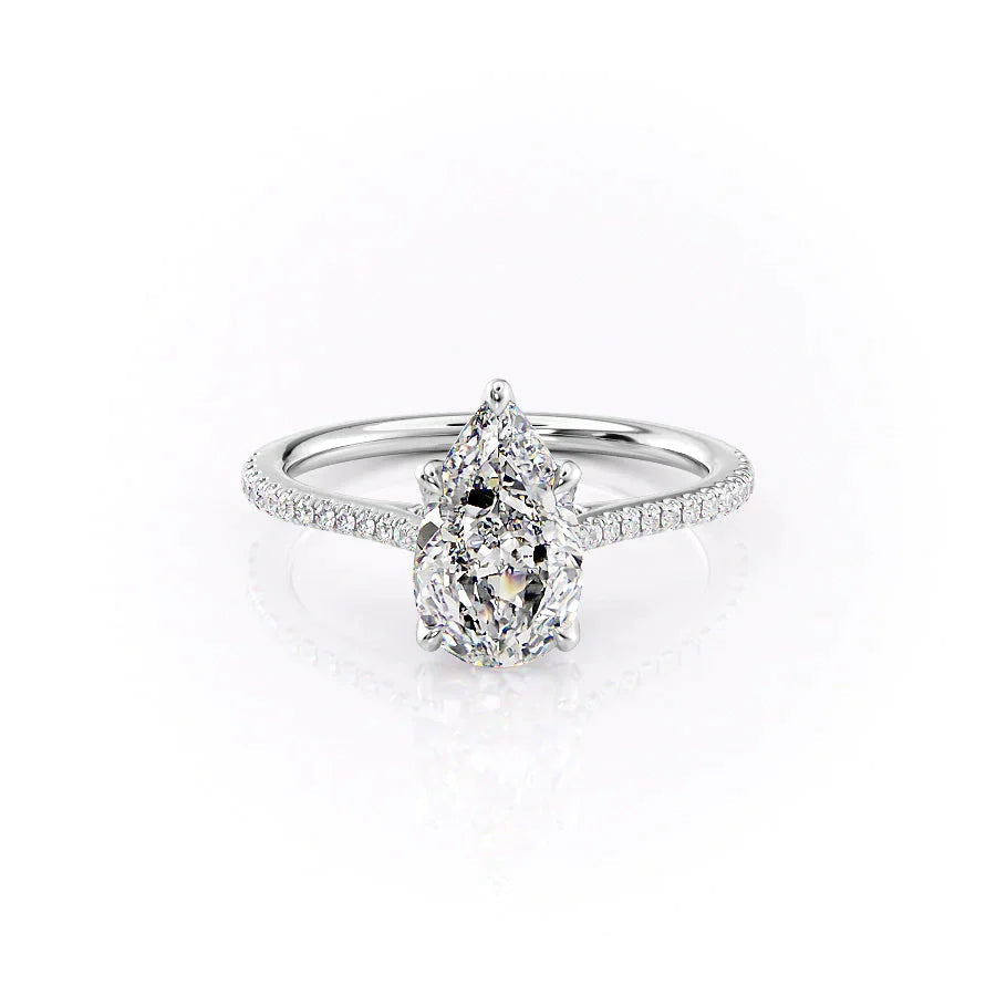 The Pave Madison Set With A 2 Carat Pear 14K White Gold Lab Diamond