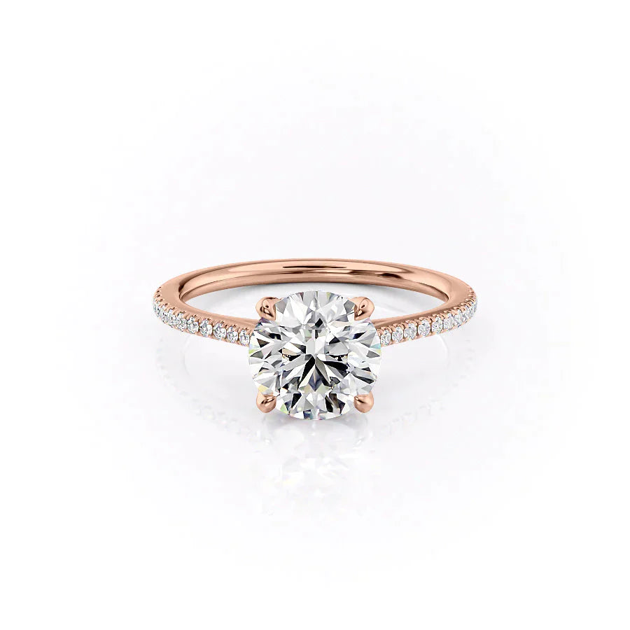 The Madison Set With A 1 Carat Round 14K Rose Gold Lab Diamond
