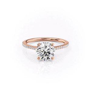 The Pave Madison Set With A 2 Carat Round 14K Rose Gold Lab Diamond