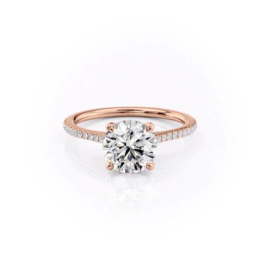 The Pave Madison Set  With A 3 Carat Round 14K Rose Gold Moissanite
