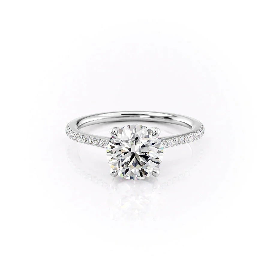 The Pave Madison Set  With A 2 Carat Round 18K White Gold Moissanite