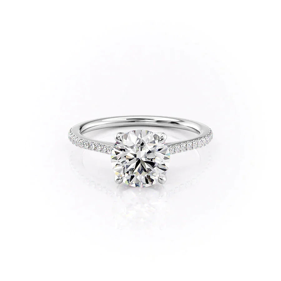 The Madison Set With A 2.5 Carat Round 14K White Gold Lab Diamond