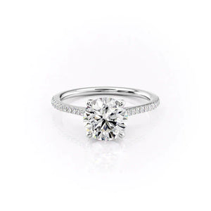 The Pave Madison Set  With A 3.5 Carat Cushion 18K White Gold Moissanite