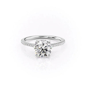 The Pave Madison Set With A 2.5 Carat Round 18K White Gold Lab Diamond