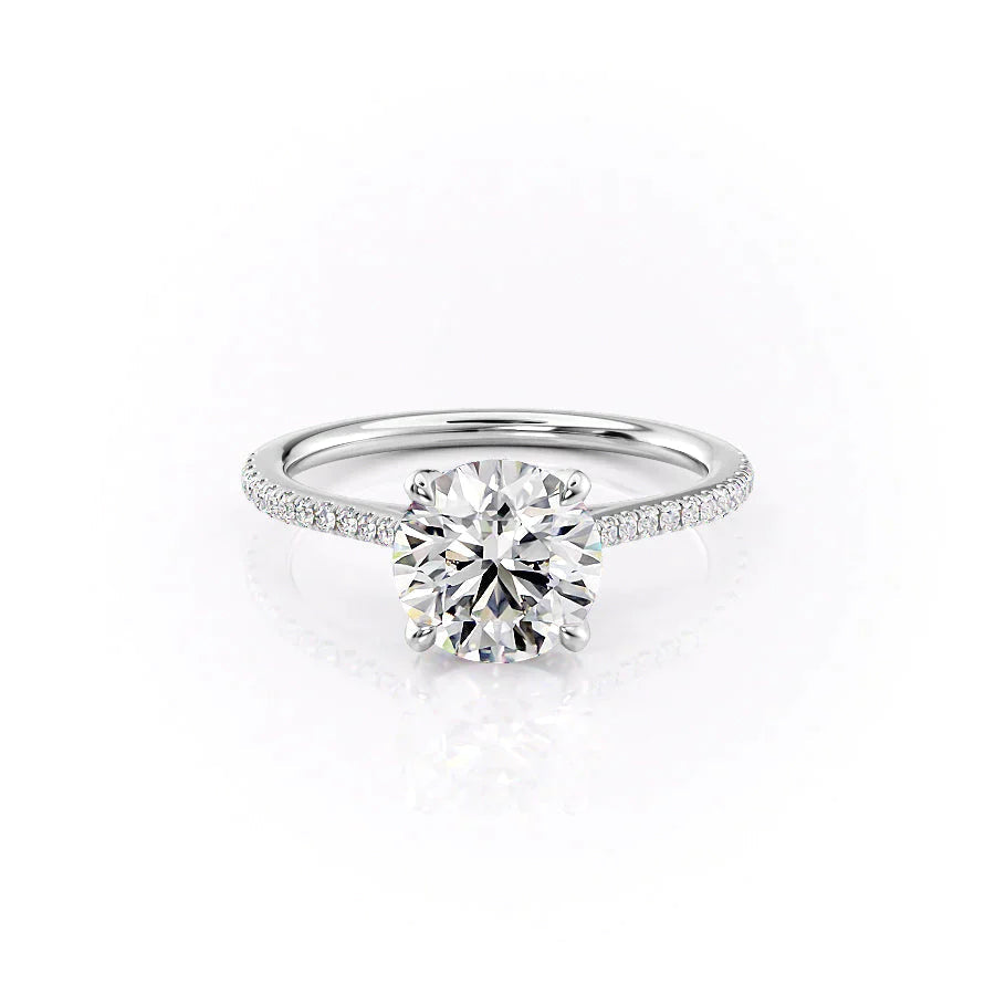 The Pave Madison Set  With A 1 Carat Round 14K White Gold Moissanite