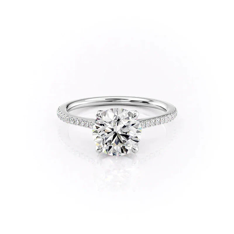 The Pave Madison Set  With A 5 Carat Emerald 14K White Gold Moissanite