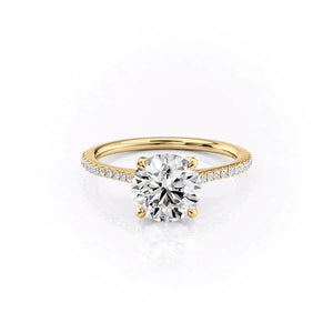 The Pave Madison Set  With A 1 Carat Round 14K Yellow Gold Moissanite