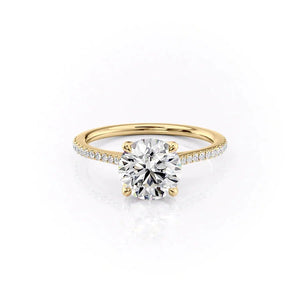 The Pave Madison Set  With A 3 Carat Round 14K Yellow Gold Moissanite
