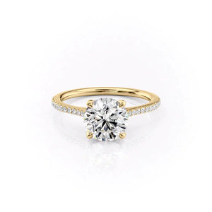 The Madison Set With A 3 Carat Round 14K Yellow Gold Lab Diamond