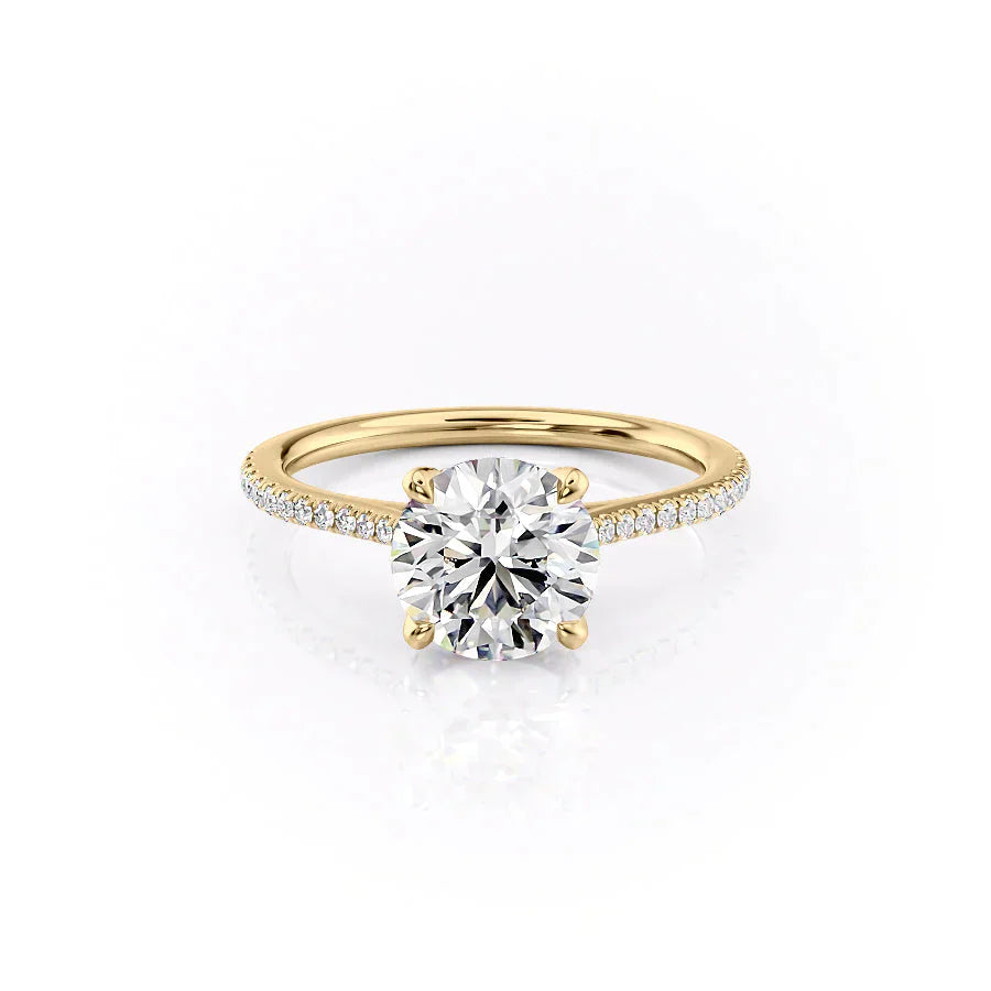 The Madison Set With A 1.5 Carat Round 14K Yellow Gold Lab Diamond